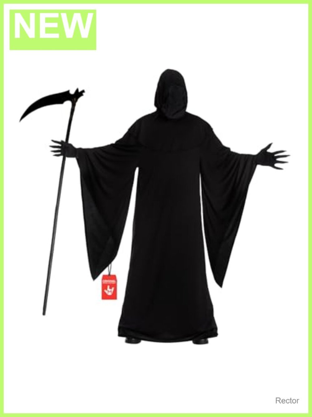 Grim Reaper Costume Set Hooded Robe Gloves Face Cover Adult Halloween